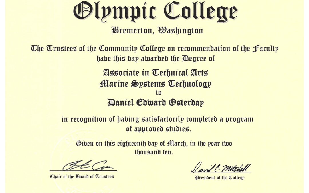 Associate in Technical Arts, Marine Systems Technology