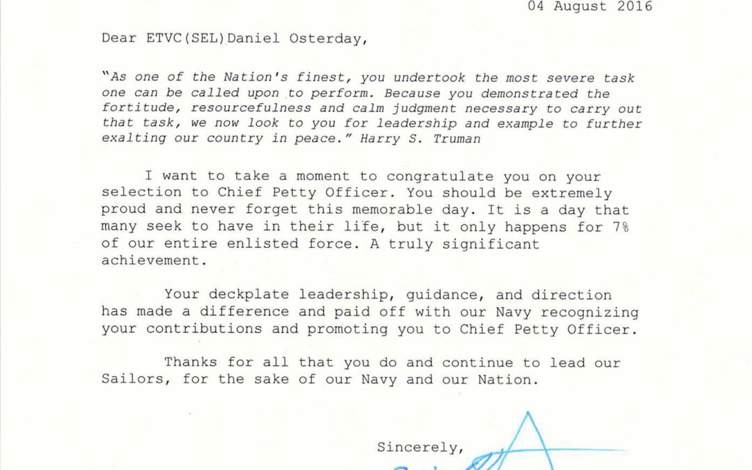 CPO Selectee Letter